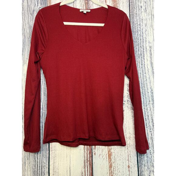 White Birch Women's Top Burgundy Size L - Picture 1 of 5